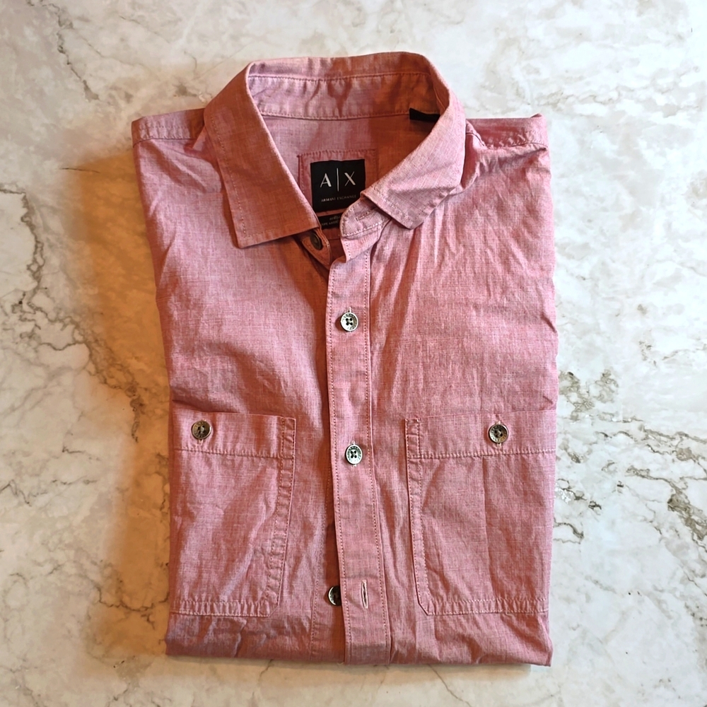 Men's XS Armani Exchange pink short sleeve button down